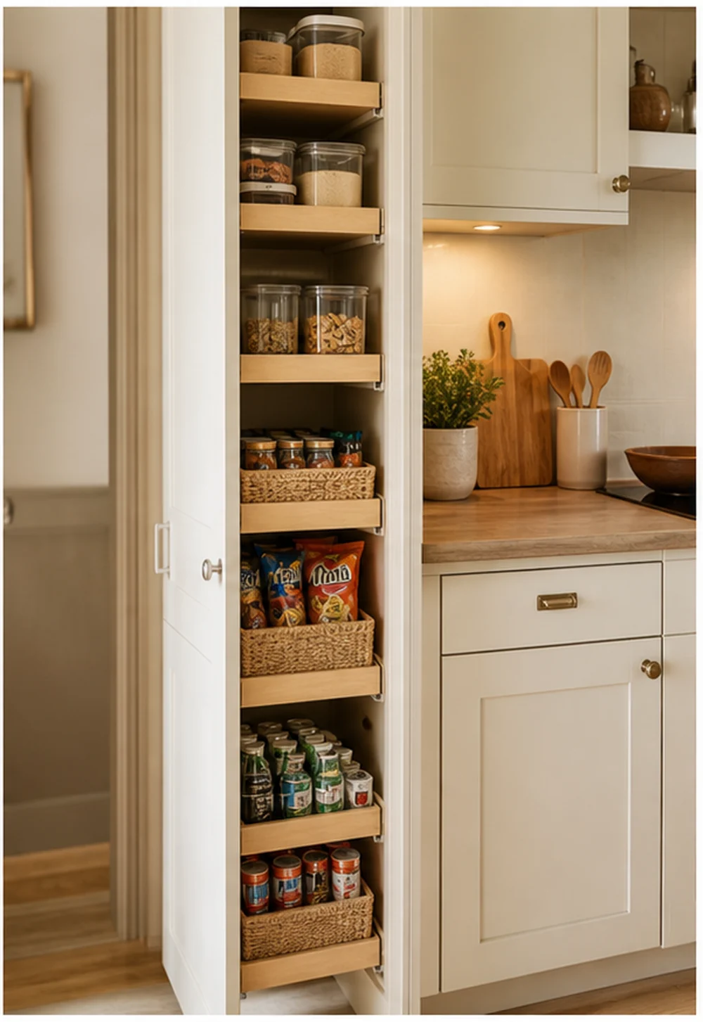 apartment pantry cabinet organization narrow pantry risers