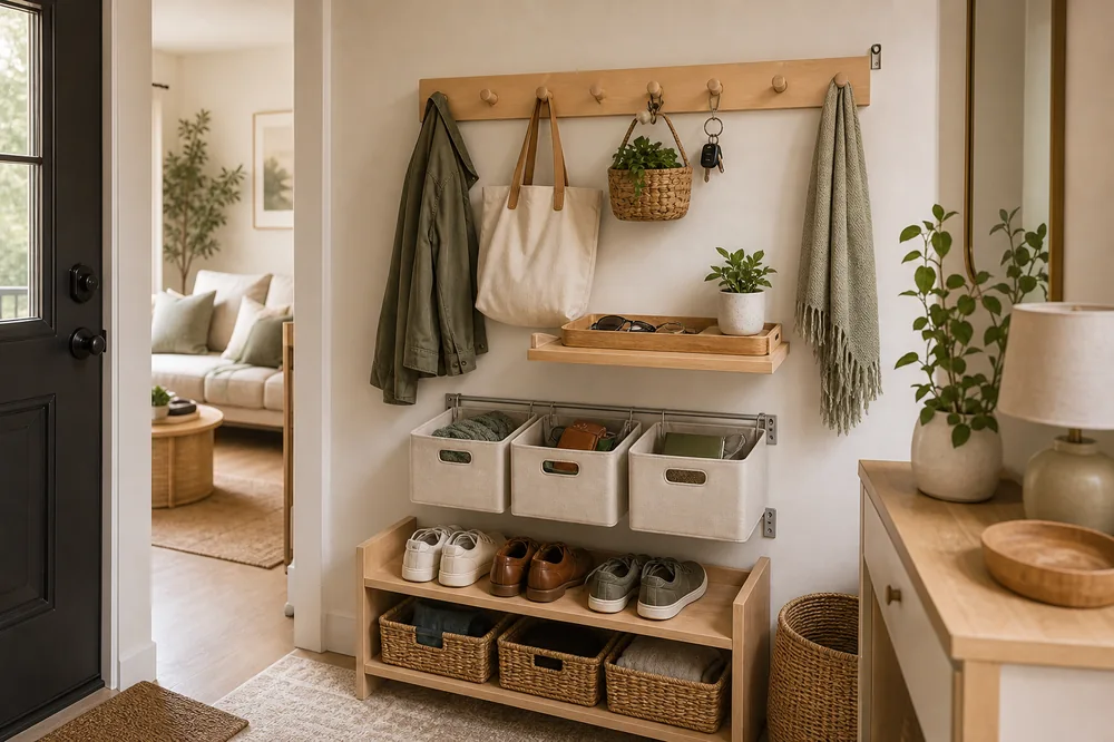 diy organization ideas for small apartments no drill entry peg rail