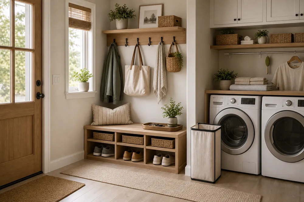 entryway laundry room organization ideas entry laundry drop zone