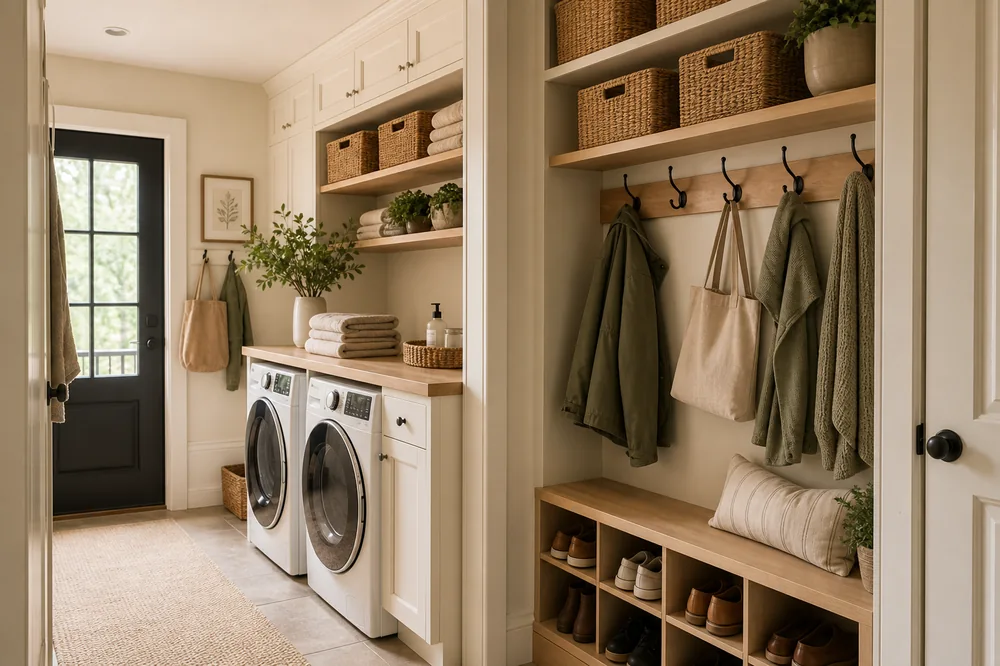 entryway laundry room organization ideas mudroom laundry pass through