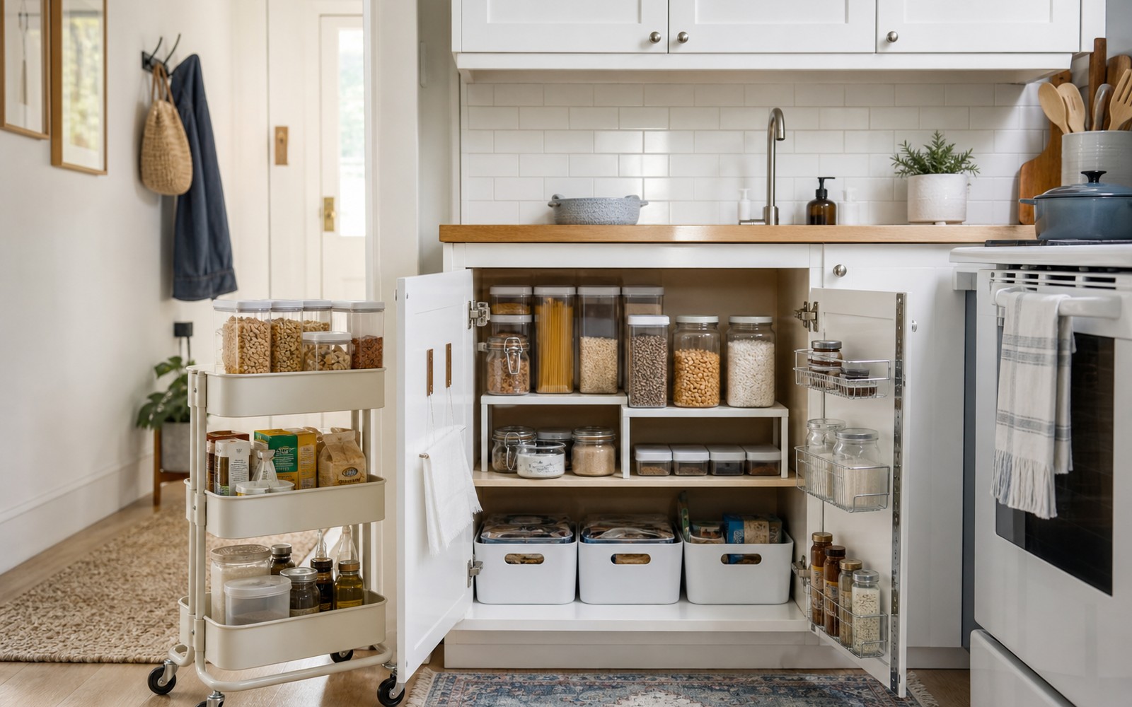 How to organize deep pantry shelves with an AI generated pantry cabinet and pull-out storage