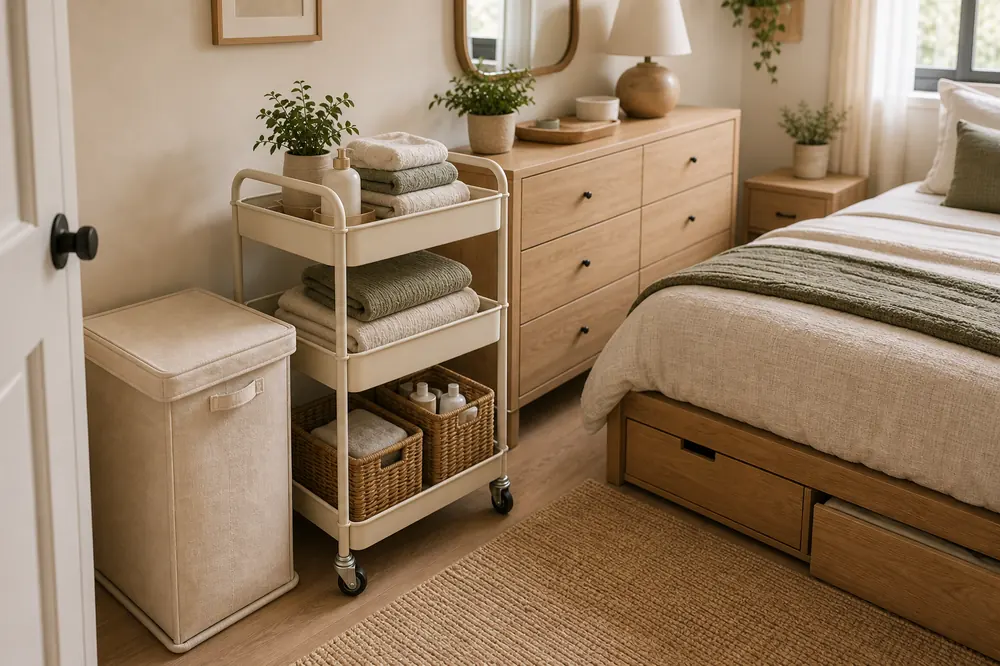 laundry room in bedroom organization ideas dresser laundry cart zone