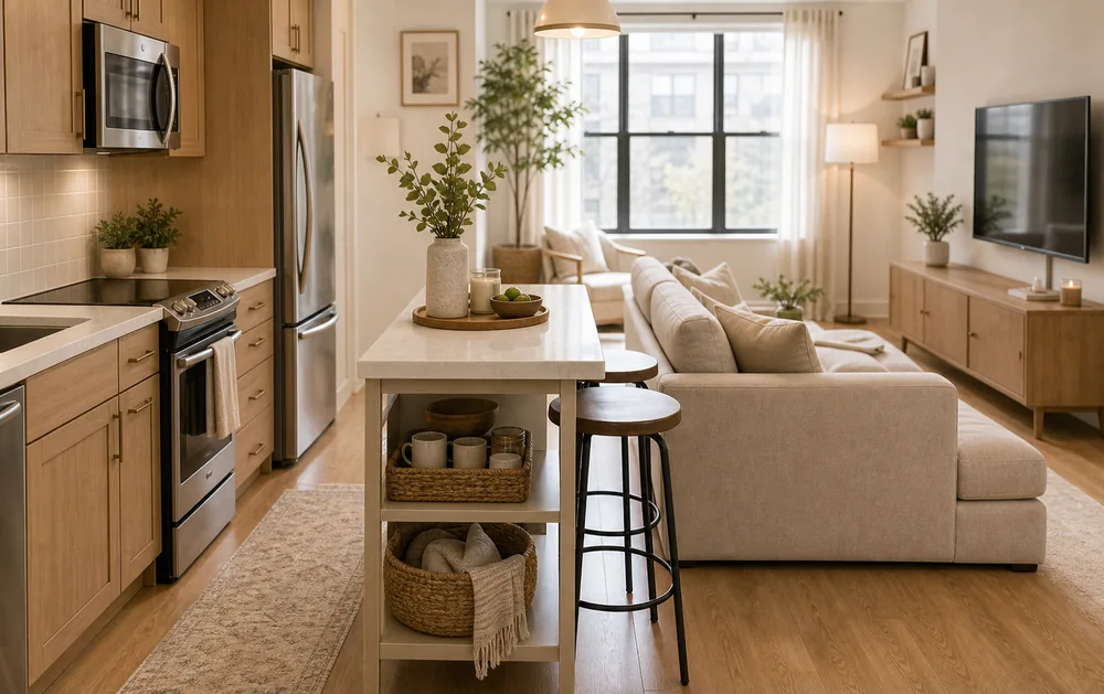 living room kitchen layouts island cart divider layout