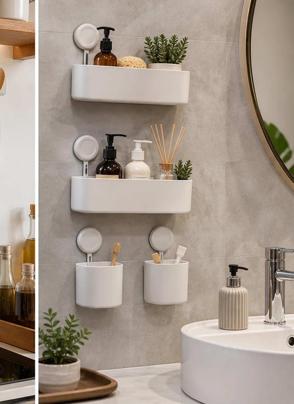 no drill wall storage ideas for renters suction bathroom caddies