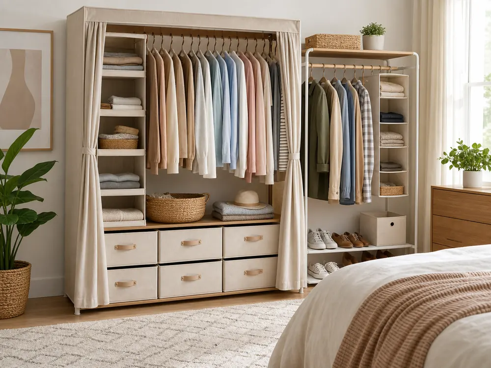 renter friendly closet storage ideas freestanding wardrobe bins
