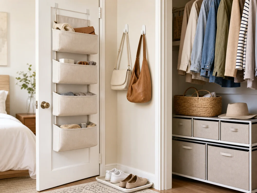 renter friendly closet storage ideas over door soft storage