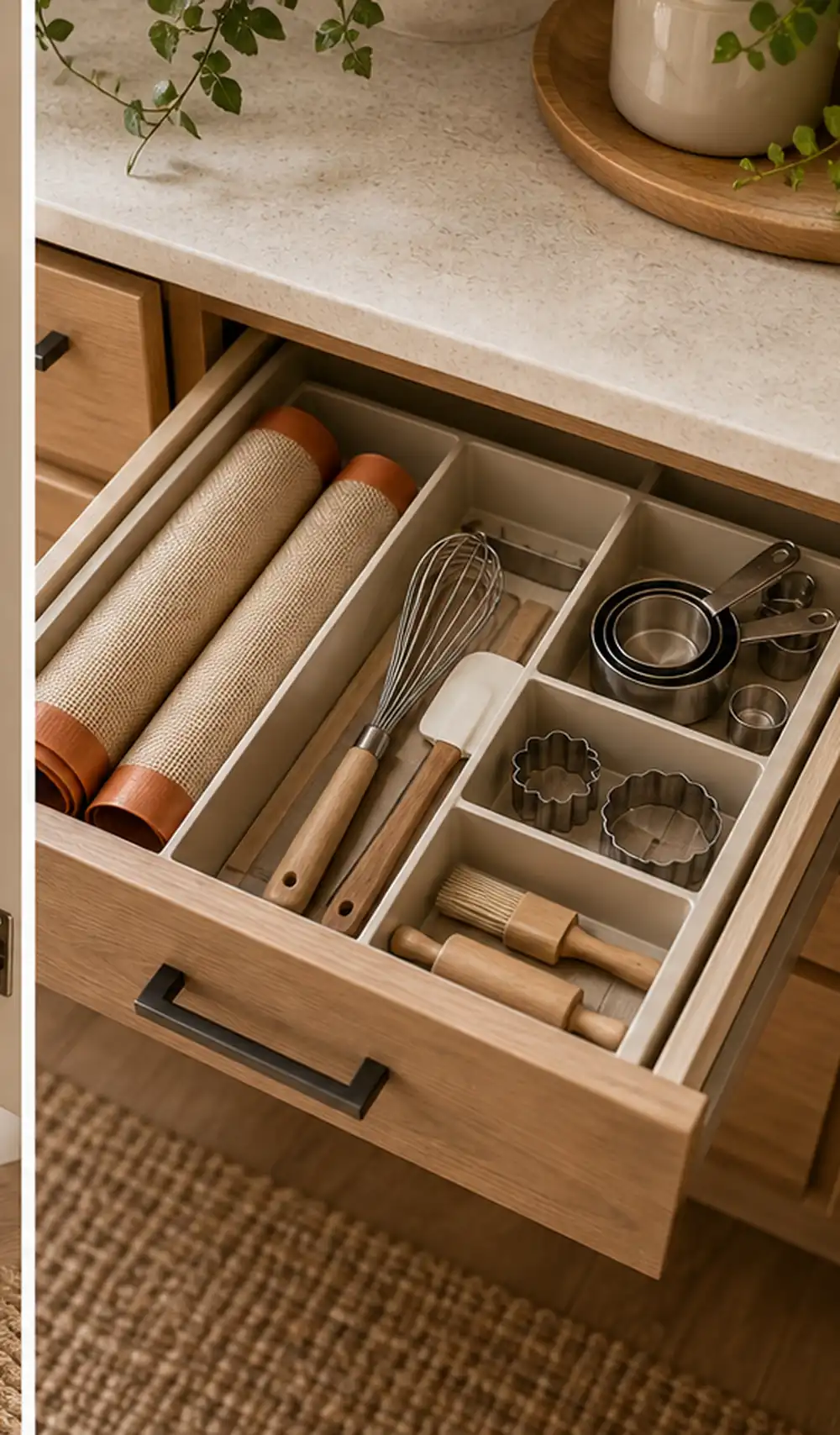 small apartment bakeware storage ideas divided baking tool drawer