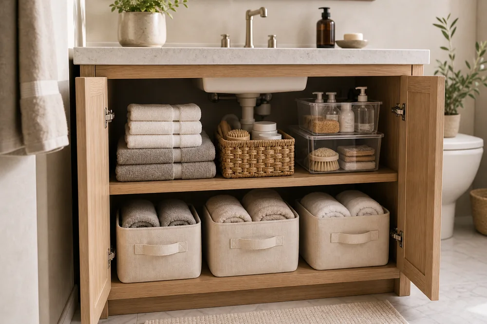 small apartment bathroom towel storage ideas under sink towel bins