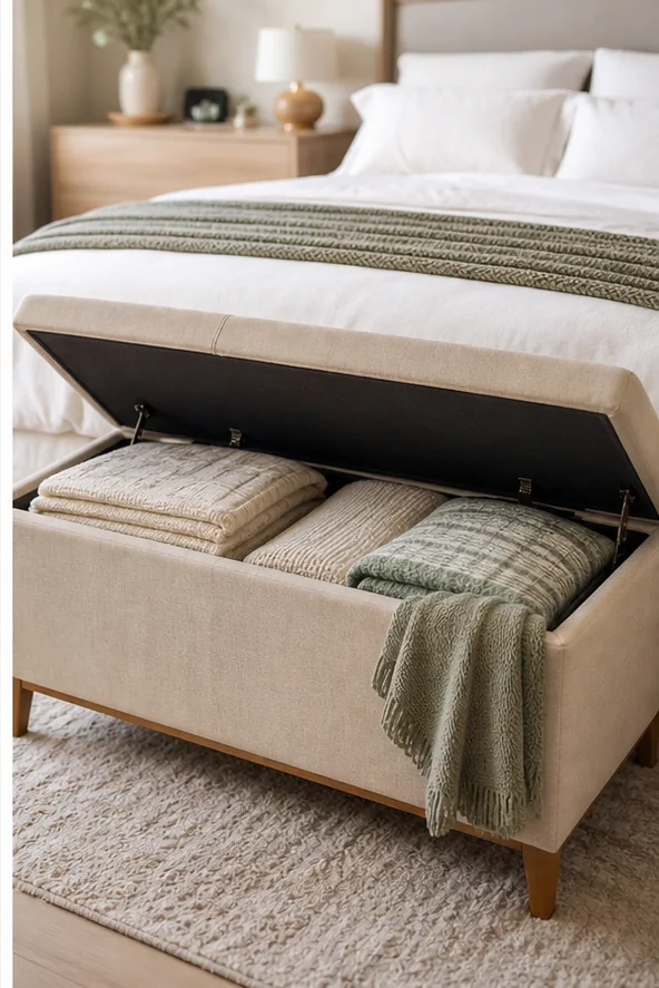 small apartment bedding storage ideas storage ottoman bedding