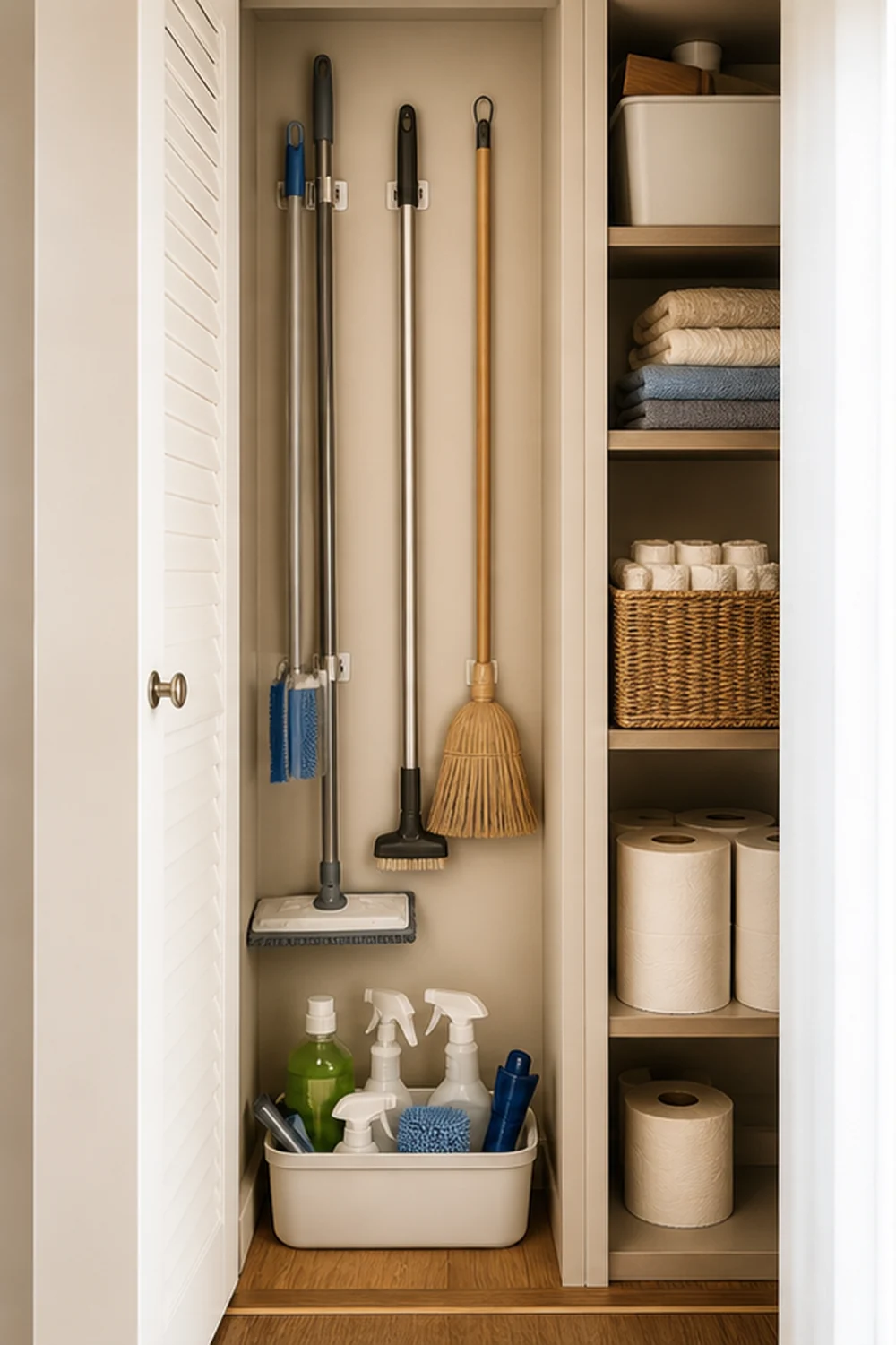 small apartment cleaning closet organization cleaning caddy closet
