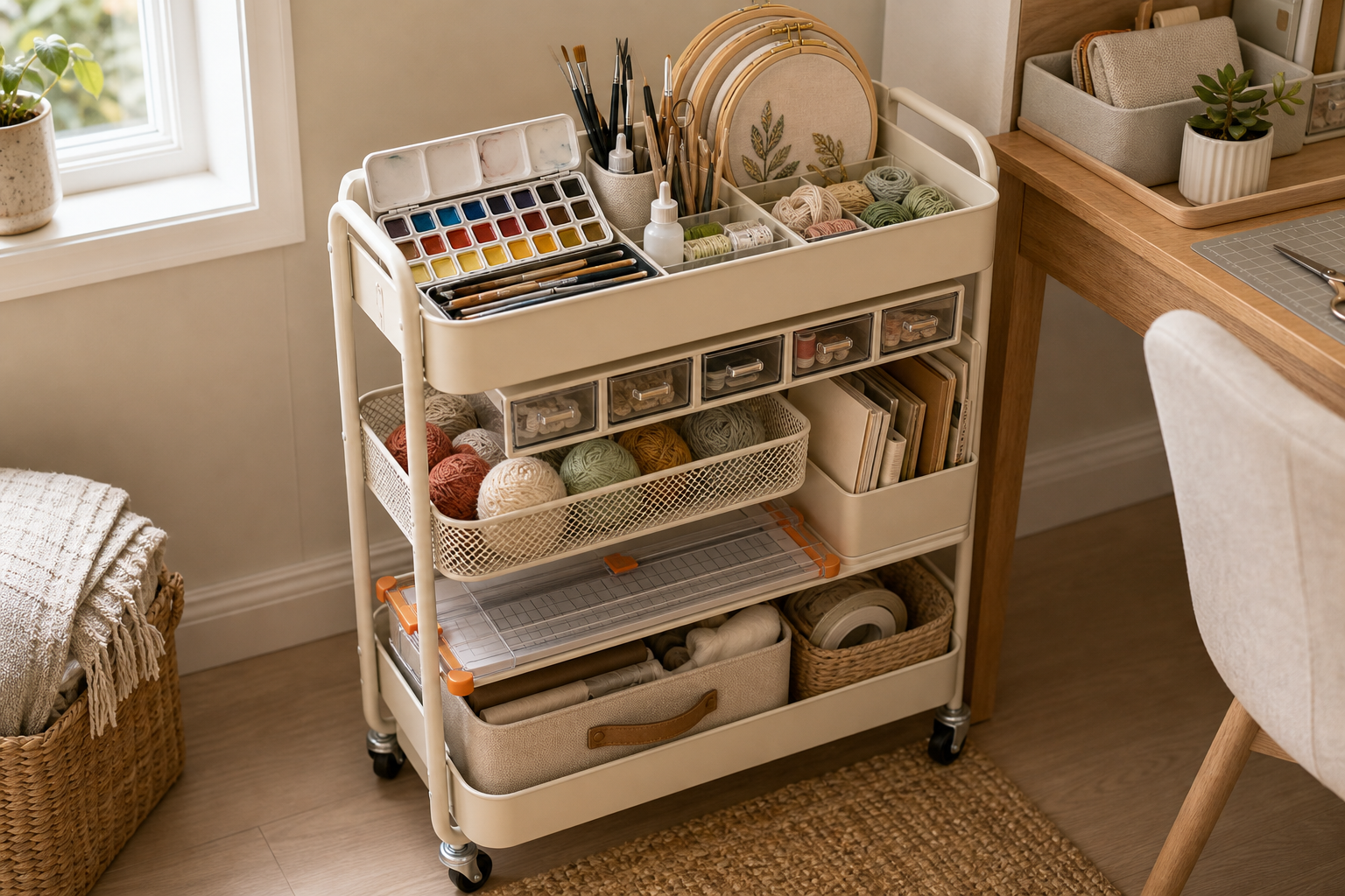 small apartment craft storage ideas rolling craft cart