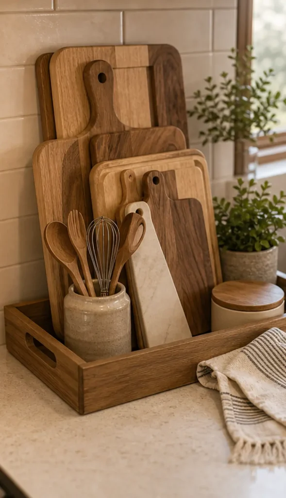 small apartment cutting board storage countertop board tray