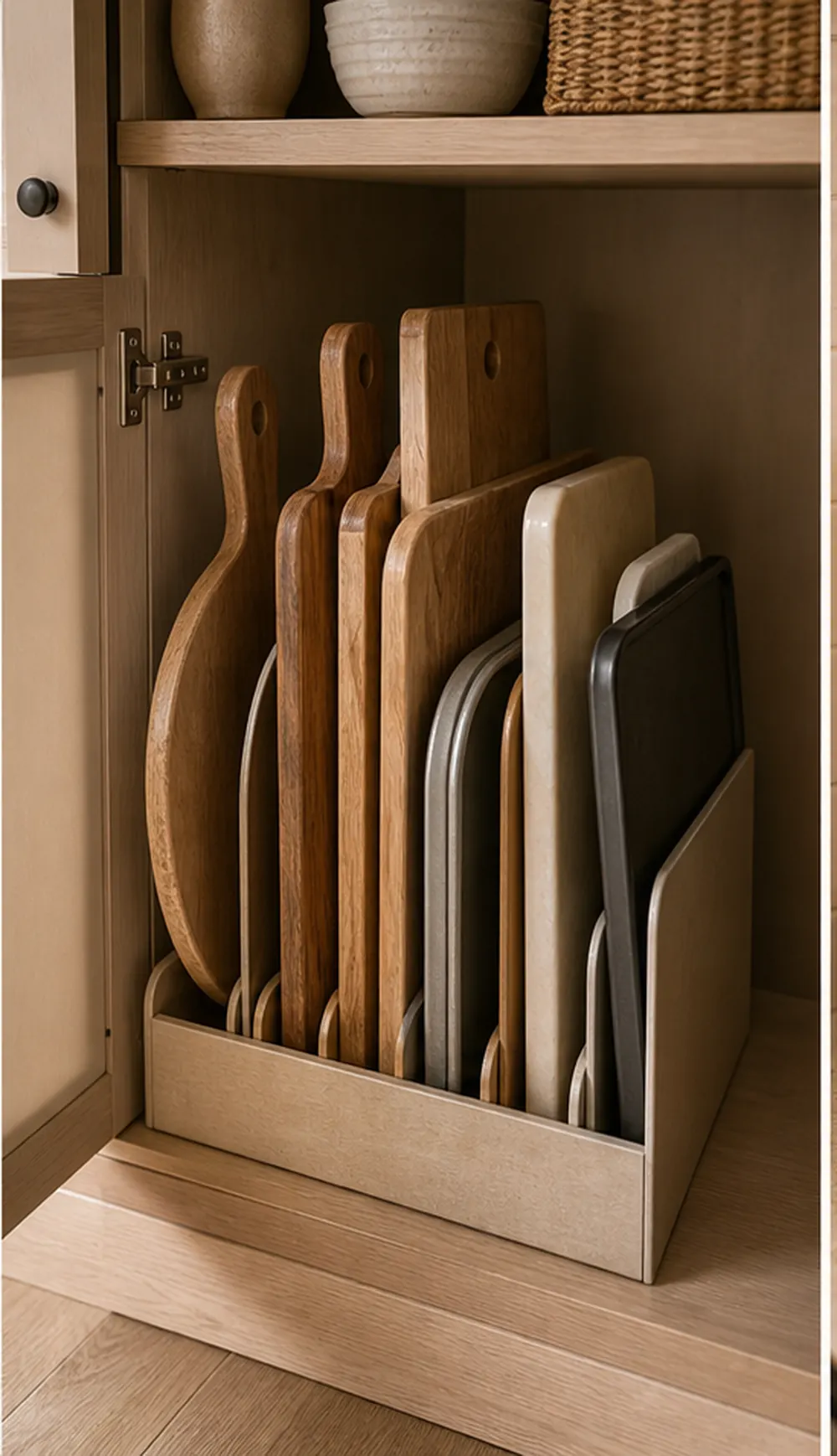 small apartment cutting board storage vertical cutting board divider