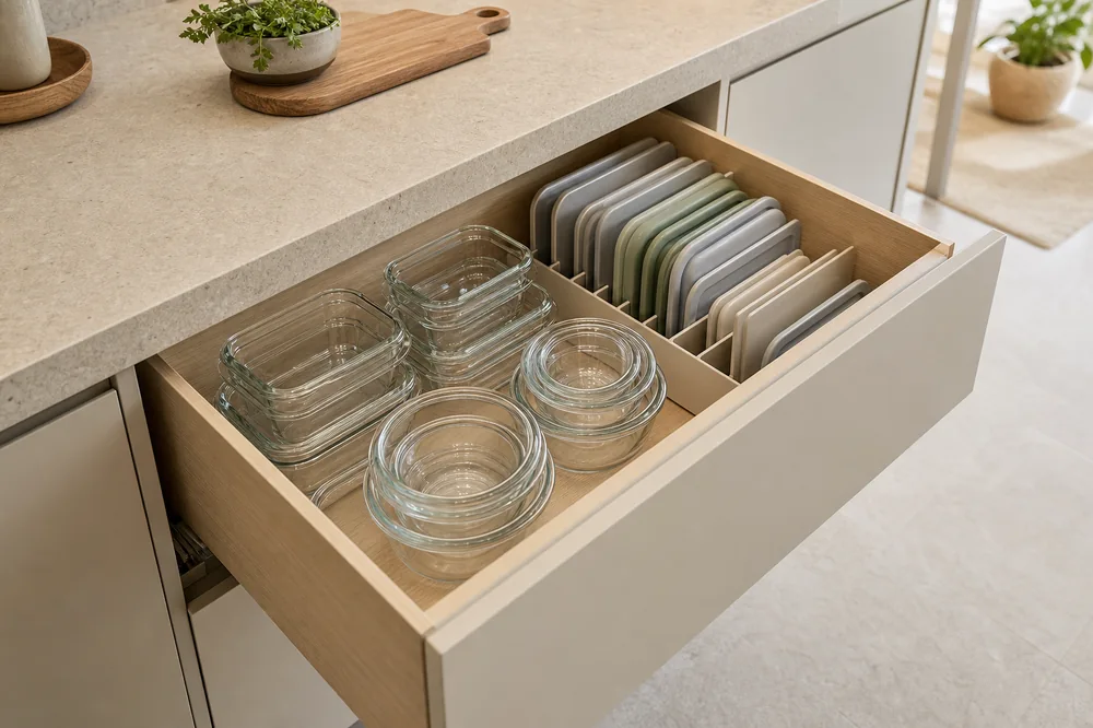 small apartment food container storage ideas drawer nesting container system