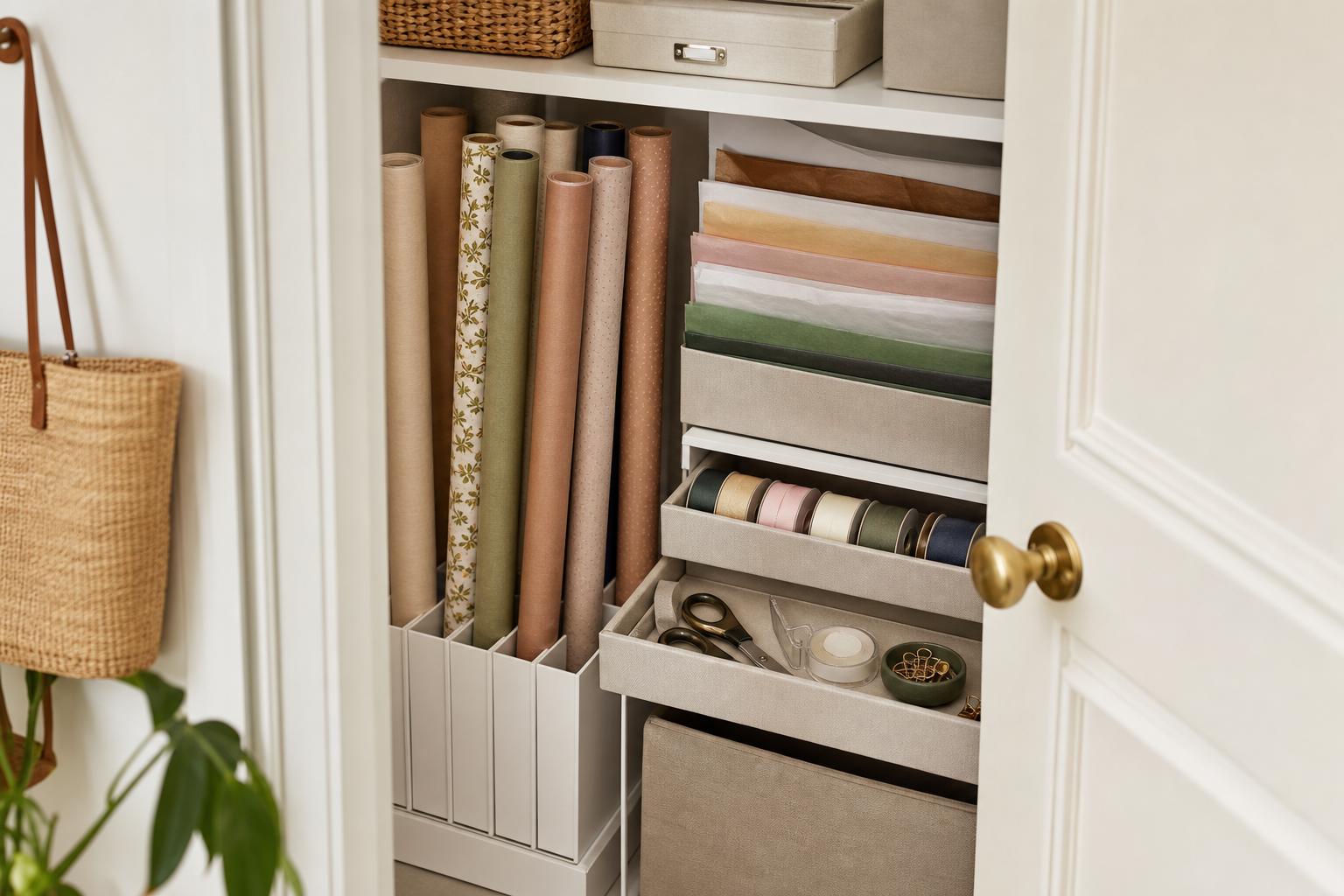 small apartment gift wrap storage ideas closet gift wrap zone