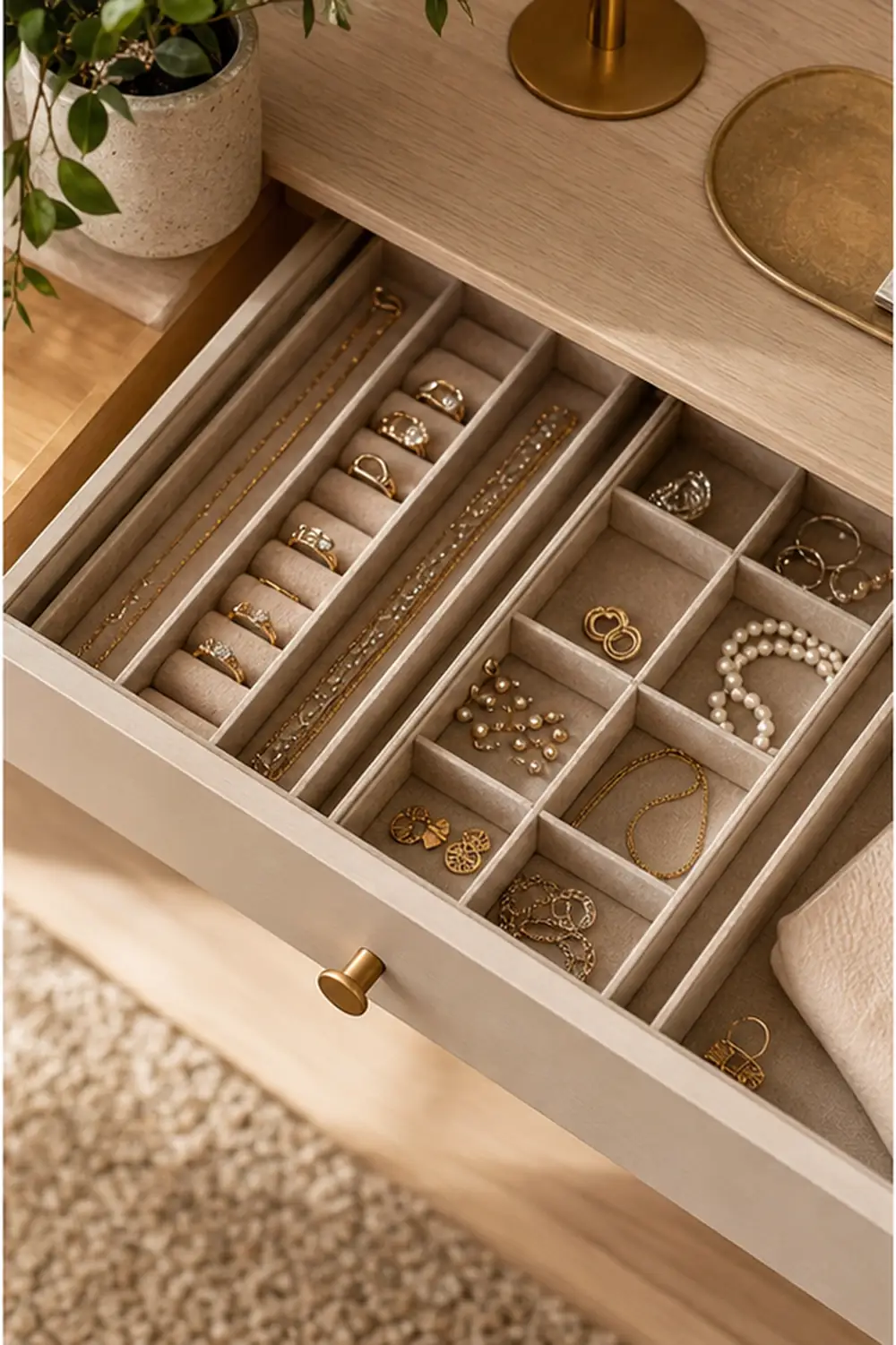 small apartment jewelry storage ideas divided jewelry drawer