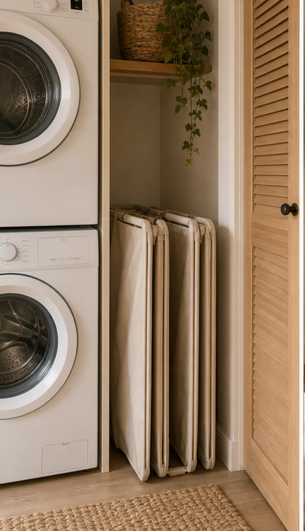 small apartment laundry basket storage washer closet folding baskets