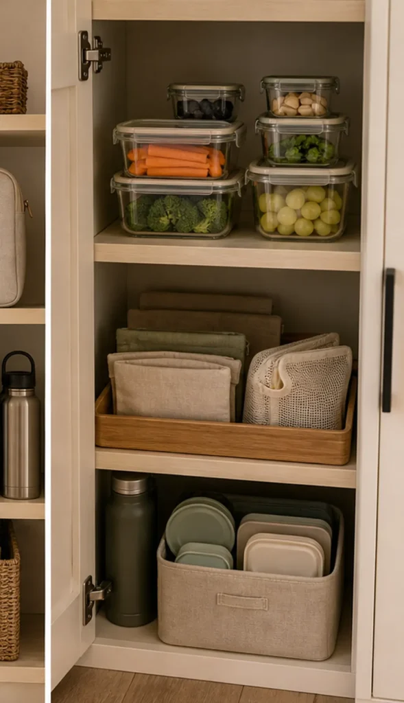 small apartment lunch box storage ideas divided lunch prep cabinet