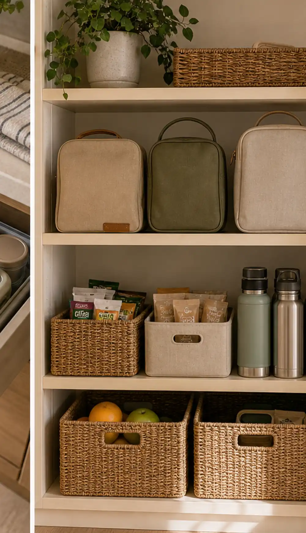 small apartment lunch box storage ideas pantry lunch bag shelf