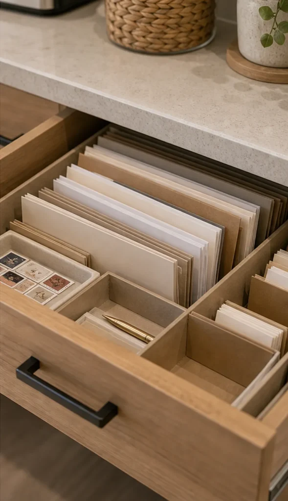 small apartment mail station ideas drawer envelope folder system