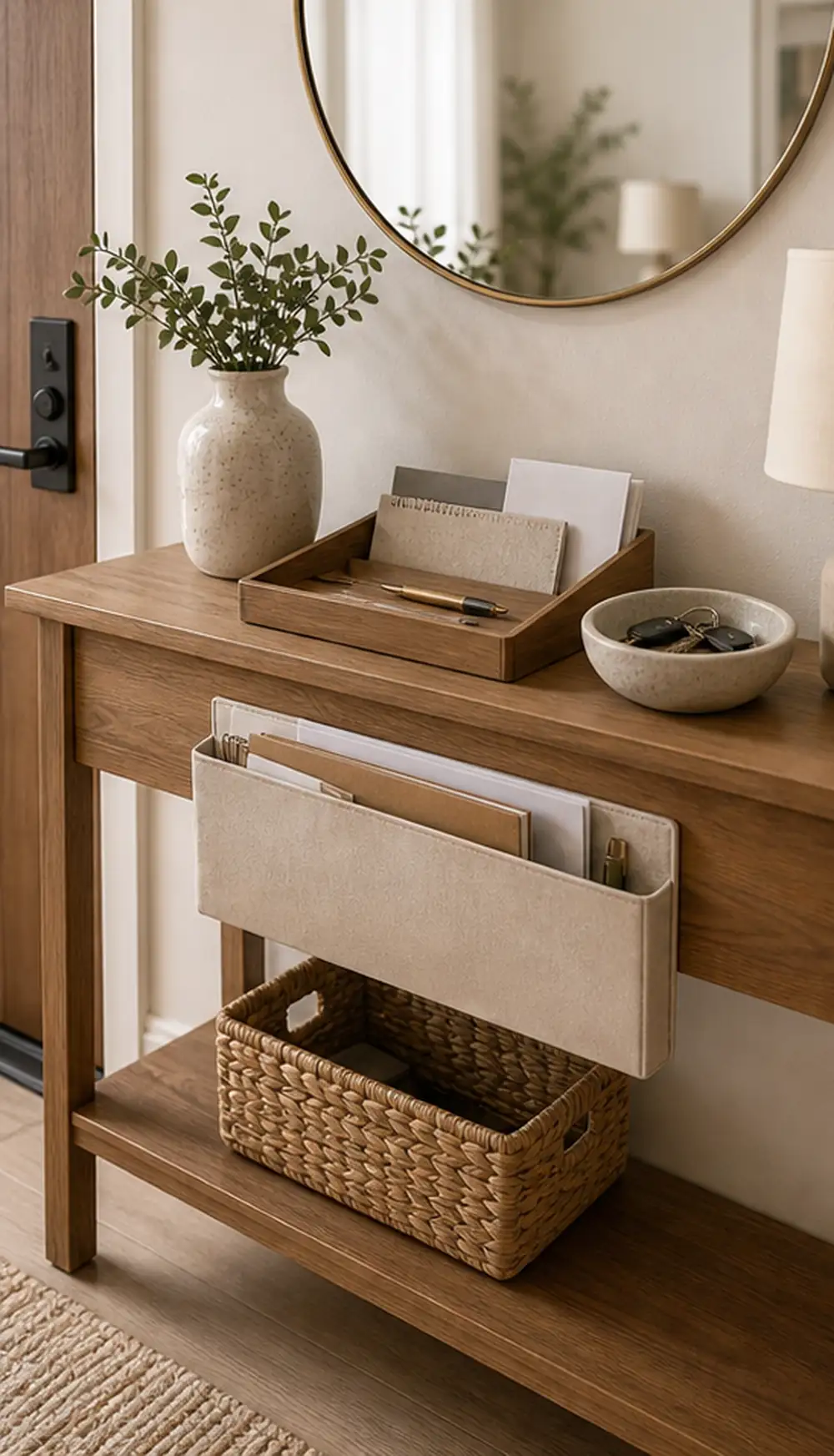 small apartment mail station ideas entry mail tray console
