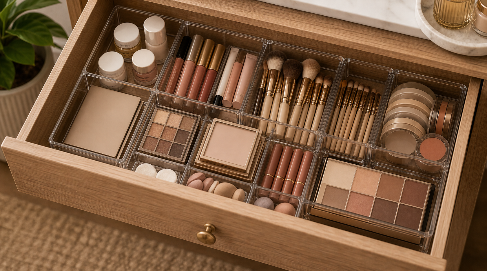small apartment makeup storage ideas vanity drawer makeup