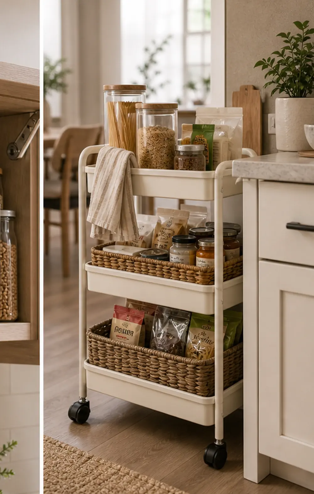 small apartment pantry overflow storage narrow rolling pantry cart