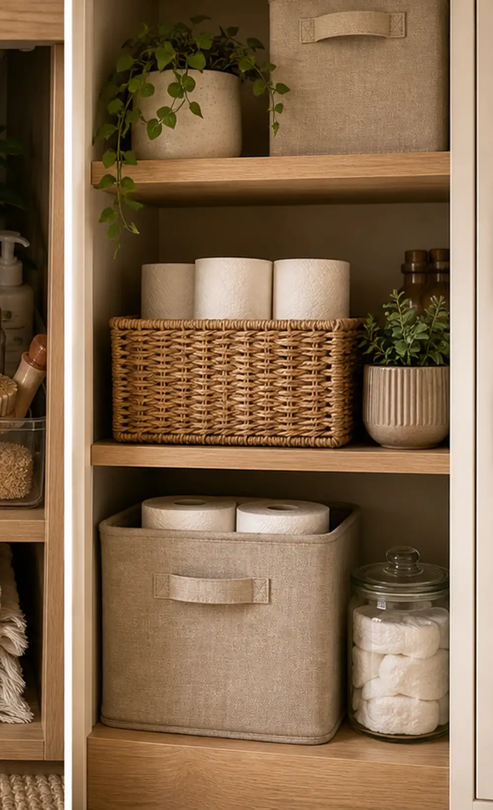 small apartment paper towel storage ideas pantry paper goods basket