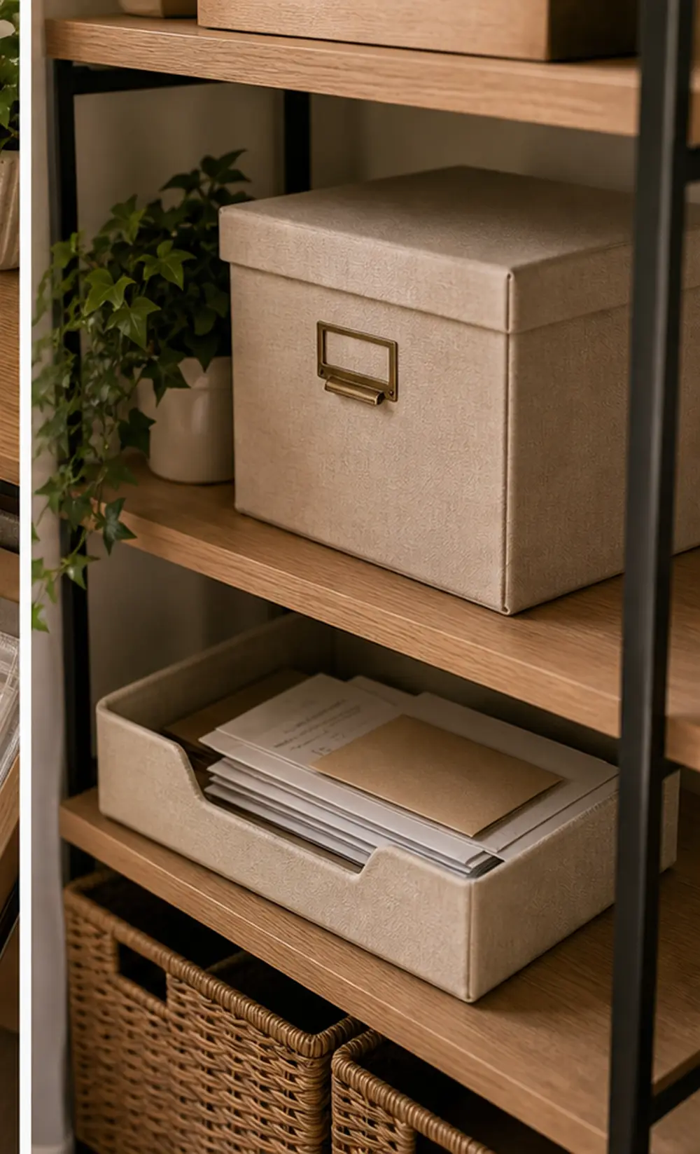 small apartment paperwork organization paper archive shelf