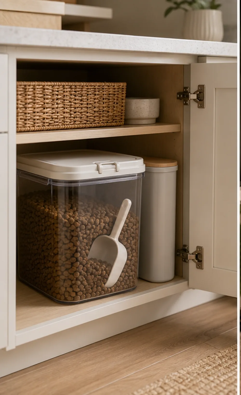 small apartment pet food storage ideas cabinet pet food container