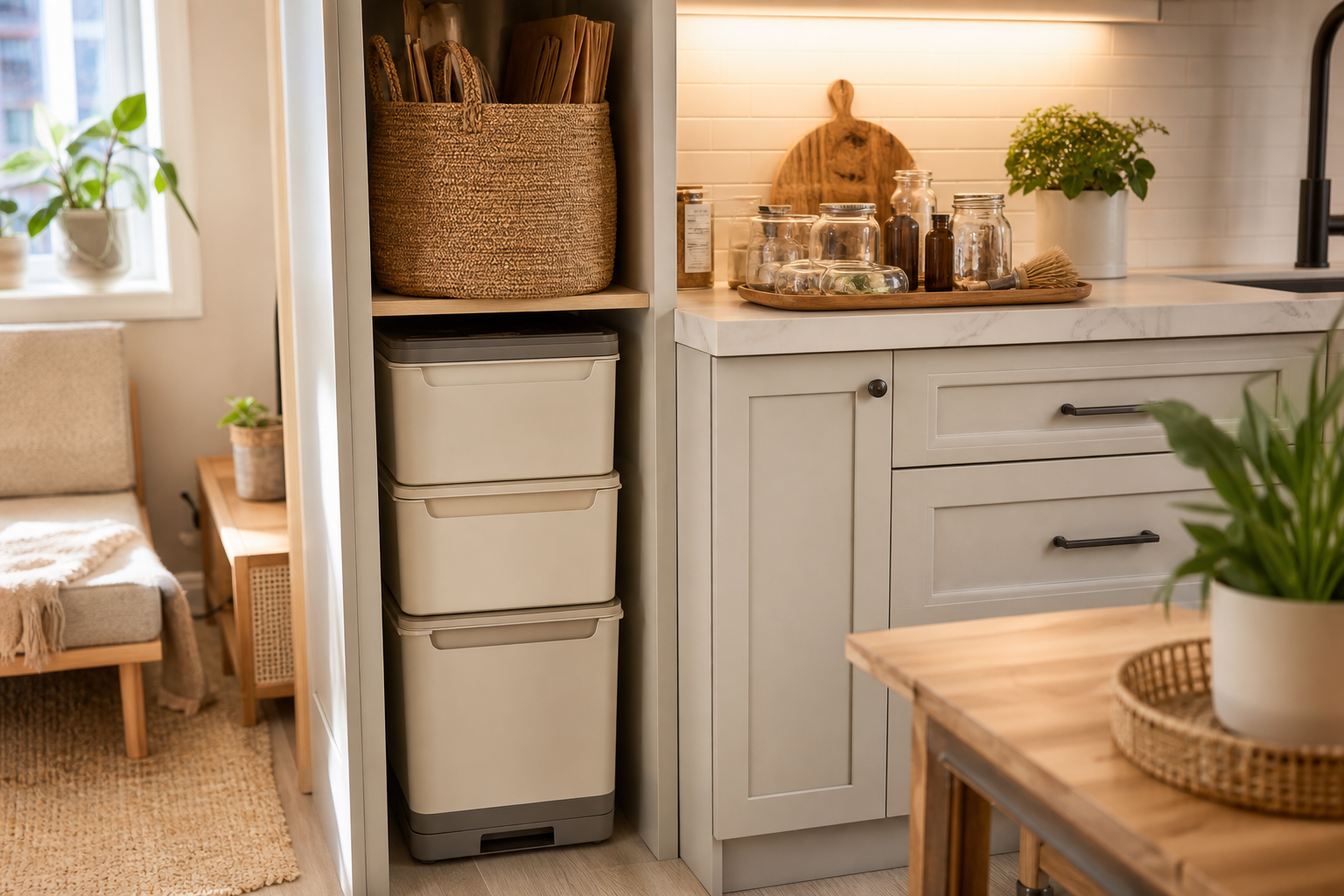 small apartment recycling storage ideas kitchen recycling station