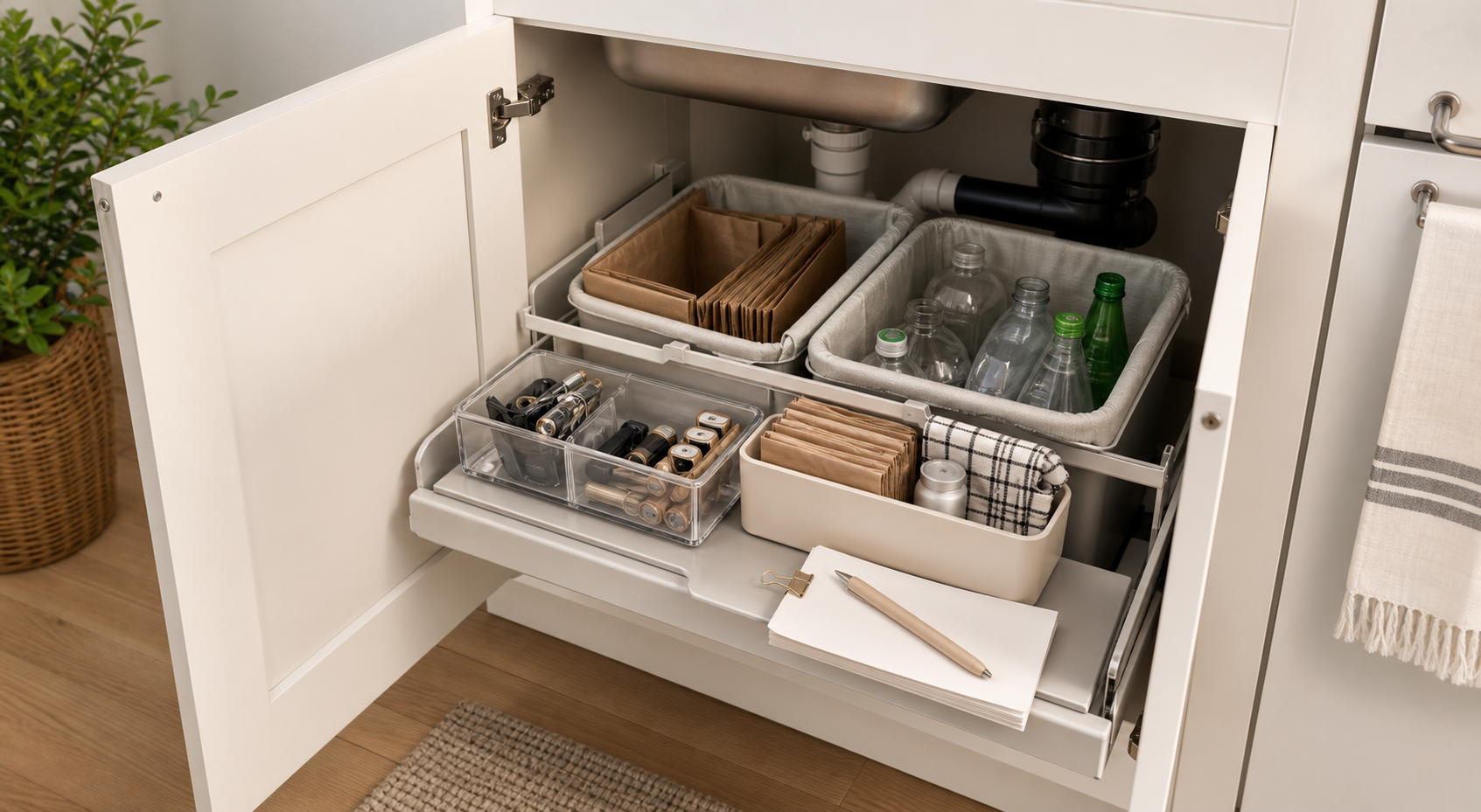 small apartment recycling storage ideas under sink recycling