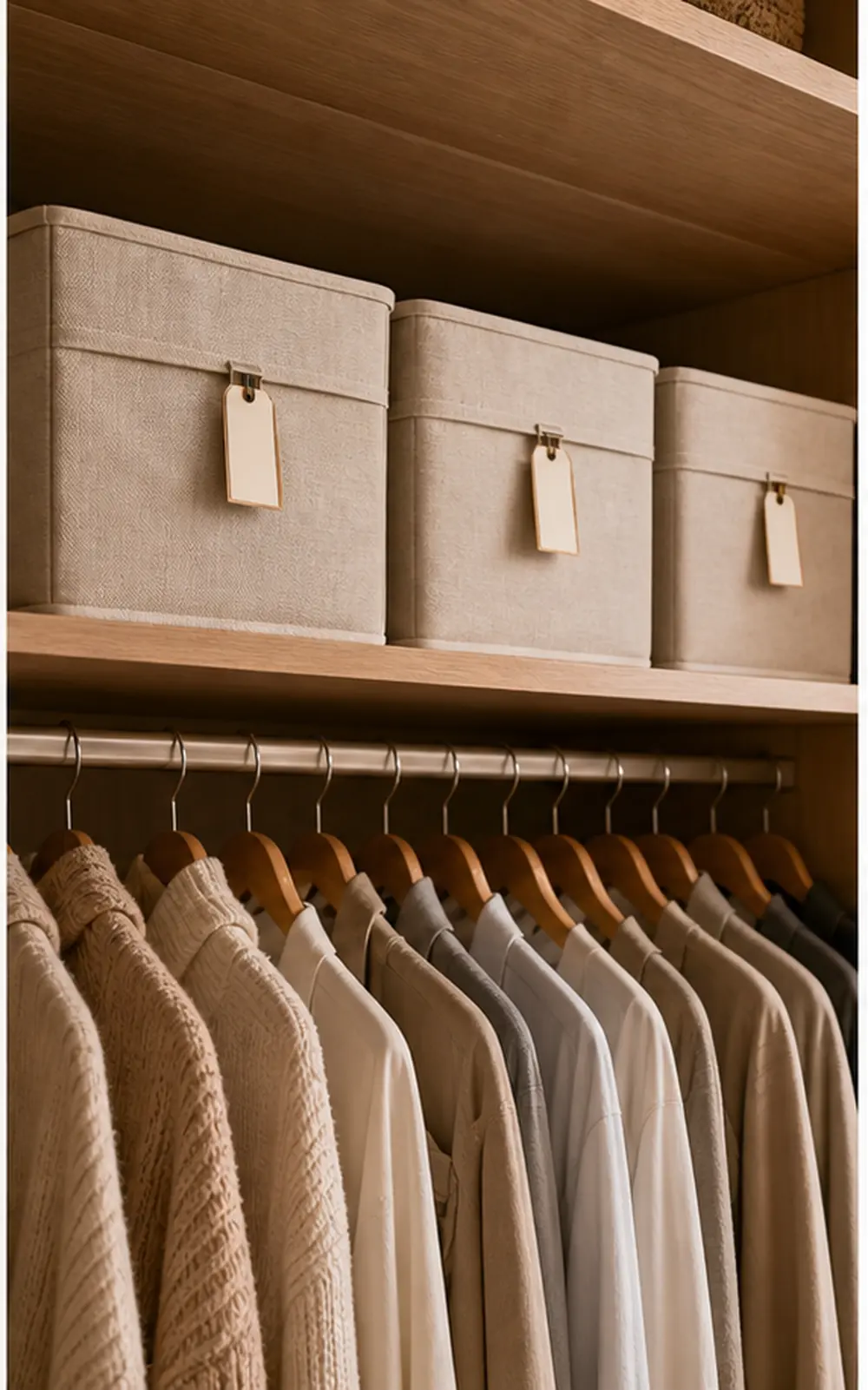 small apartment seasonal clothing storage top closet fabric bins