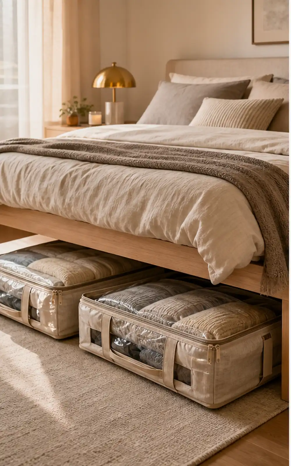 small apartment seasonal clothing storage under bed seasonal bags