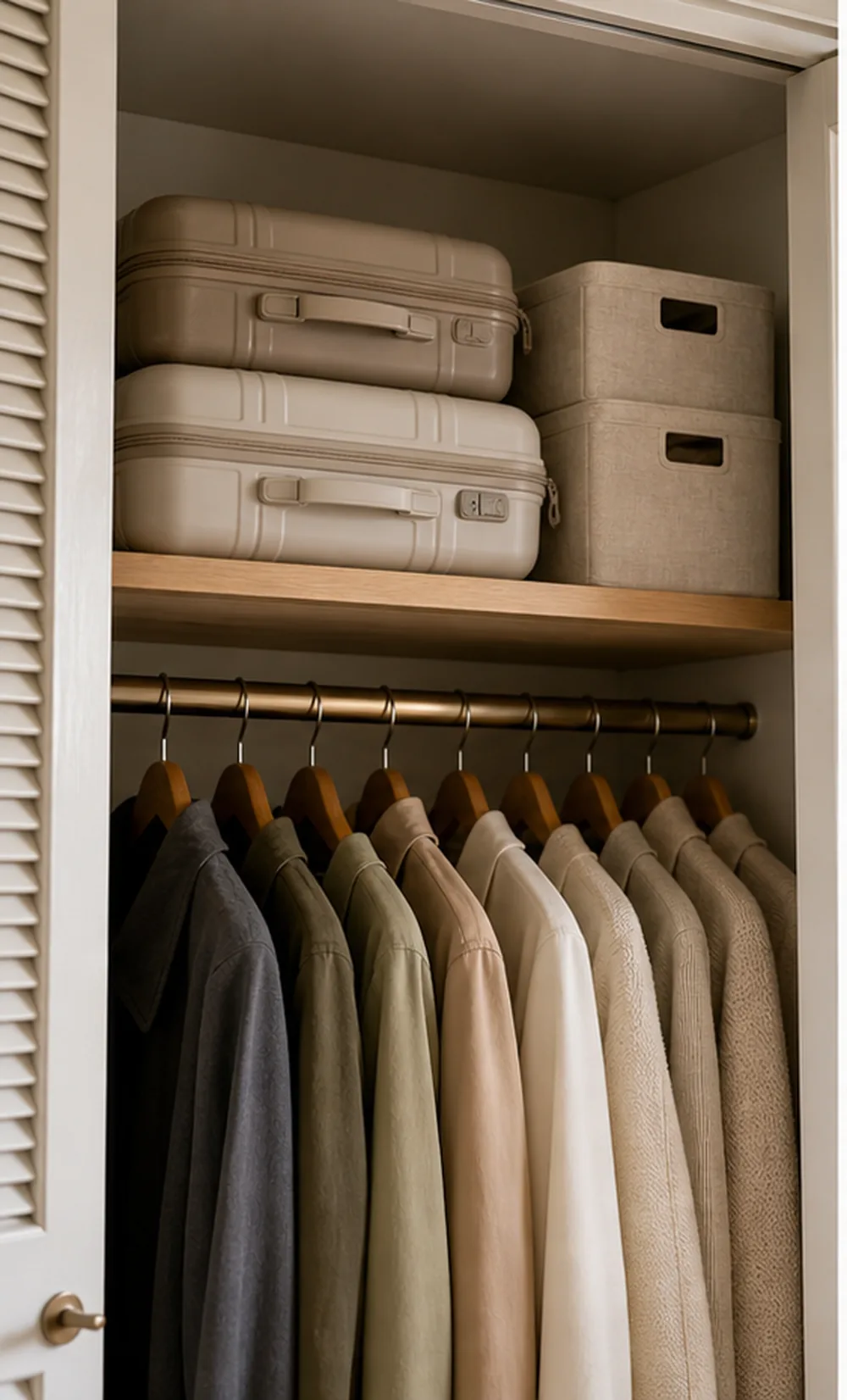small apartment suitcase storage ideas closet top shelf suitcases