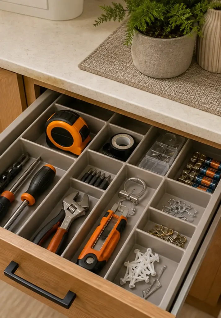 small apartment tool storage ideas divided tool drawer