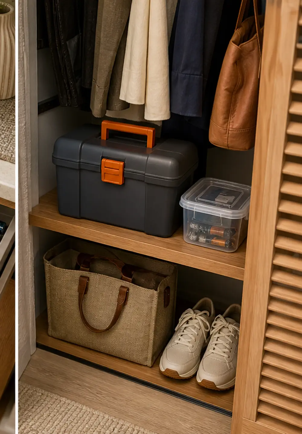 small apartment tool storage ideas handled toolbox shelf