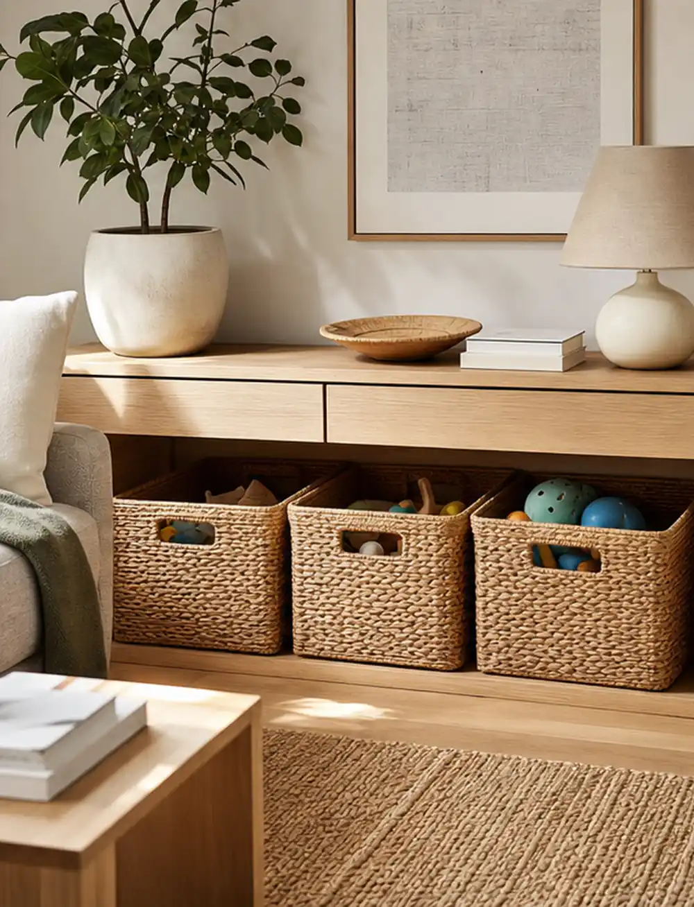 small apartment toy storage ideas living room toy baskets