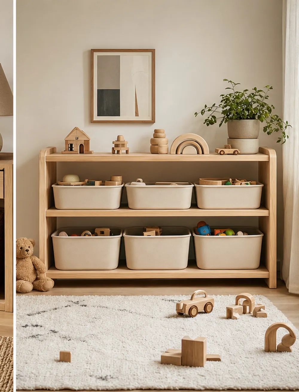 small apartment toy storage ideas low toy shelf bins