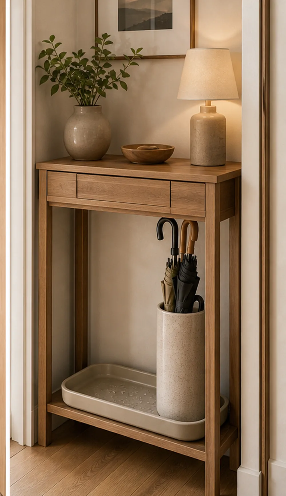 small apartment umbrella storage ideas hallway drip tray console