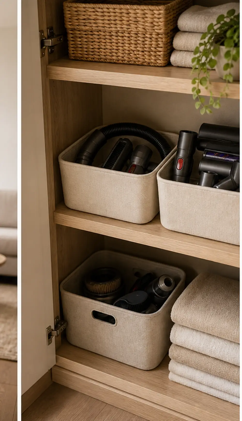 small apartment vacuum storage ideas vacuum attachment bins