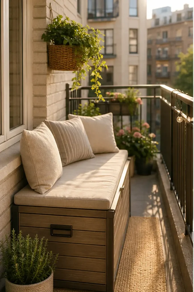 small balcony storage ideas for renters balcony storage bench