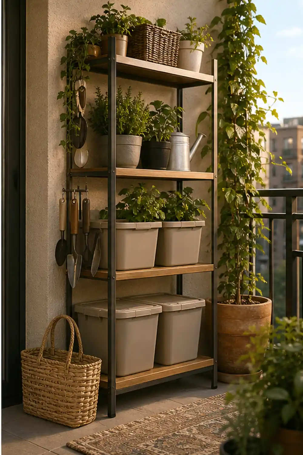 small balcony storage ideas for renters vertical balcony tool shelf