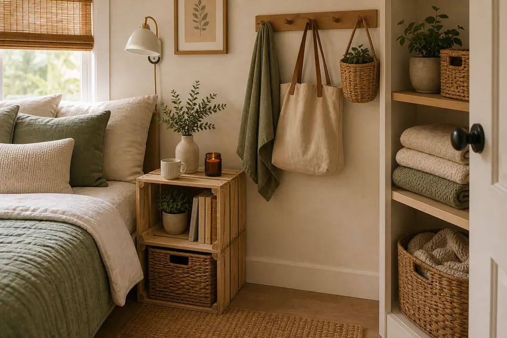 small bedroom diy storage ideas crate nightstand corner storage