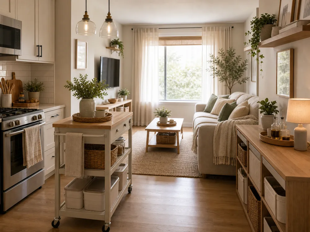 small kitchen living area organization ideas open plan storage boundary
