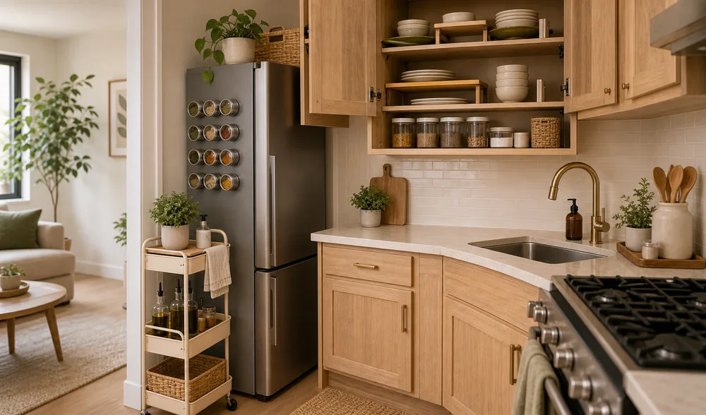 small space rental organization ideas renter kitchen removable storage