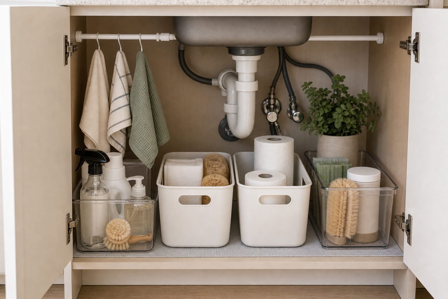 Under kitchen sink organization for renters