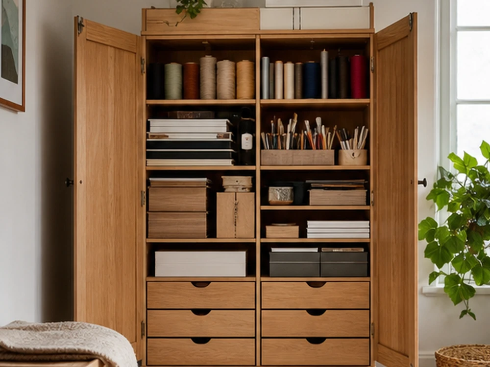 small apartment bookbinding supplies storage ideas showing t06 overview