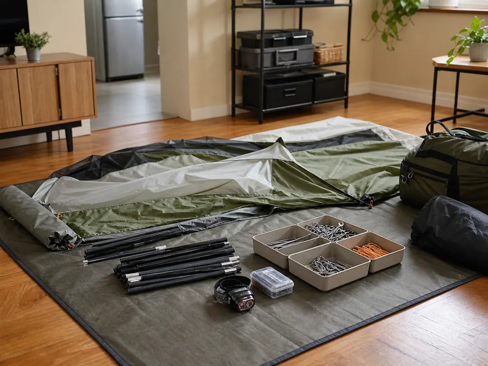 small apartment camping supplies storage ideas showing camping inspection