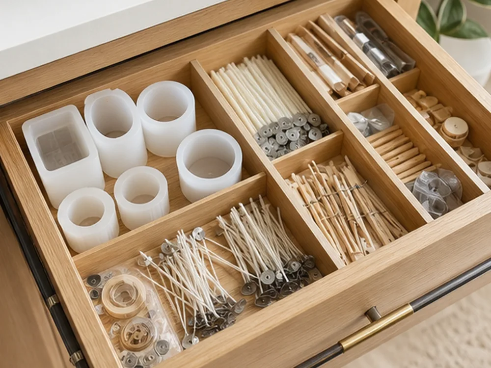 small apartment candle making supplies storage ideas showing t09 detail